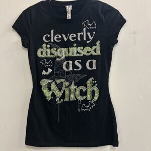 juniors skinny Size Small crew neck novelty Halloween t-shirt glitter